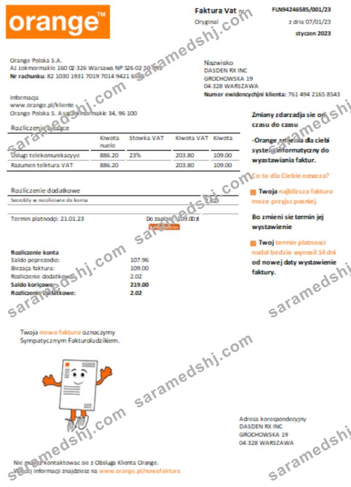 Orange Poland utility business bill SCR